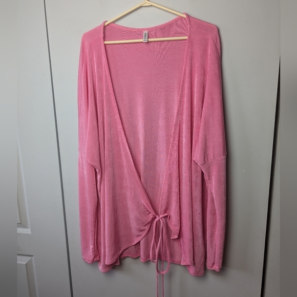 JOELLE Collection Cardigan Cover Up Size XL (Could Fit 2XL) Colorful Bright Pink - Picture 1 of 11
